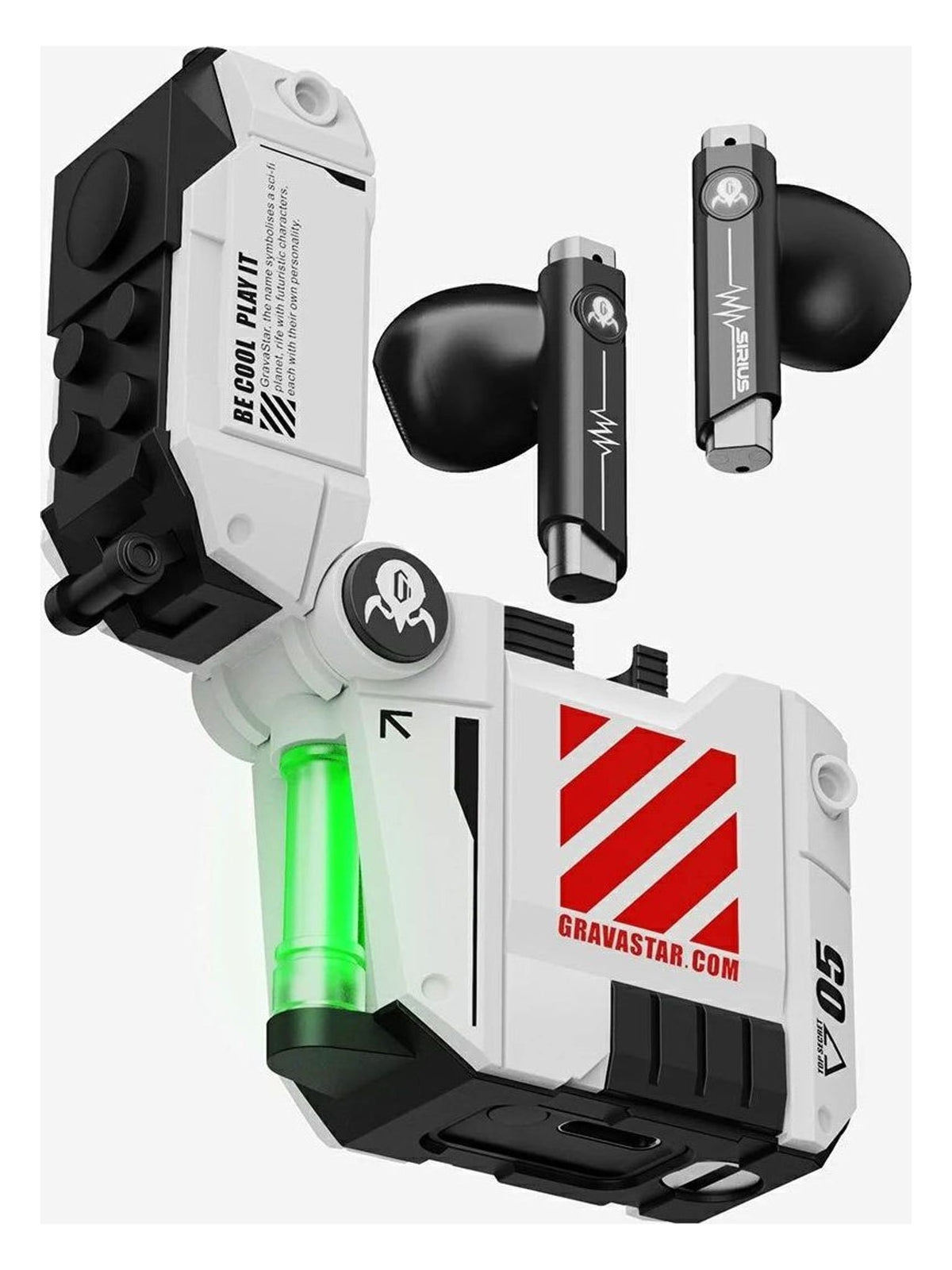 GravaStar Sirius P5 True Wireless Earbuds with Interchangeable Case, aptX - Defense Mecha White - view 2