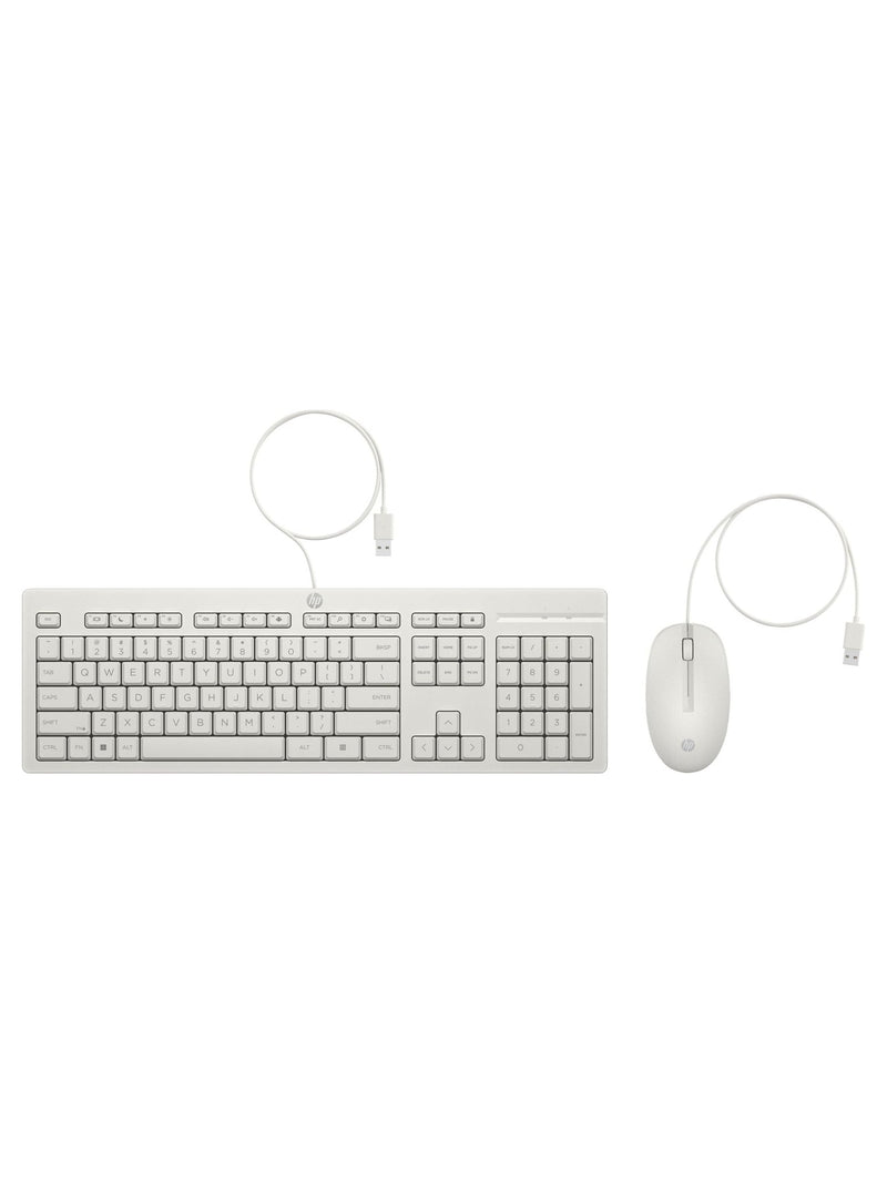 HP 225 Wired Keyboard and Mouse Combo, USB - White