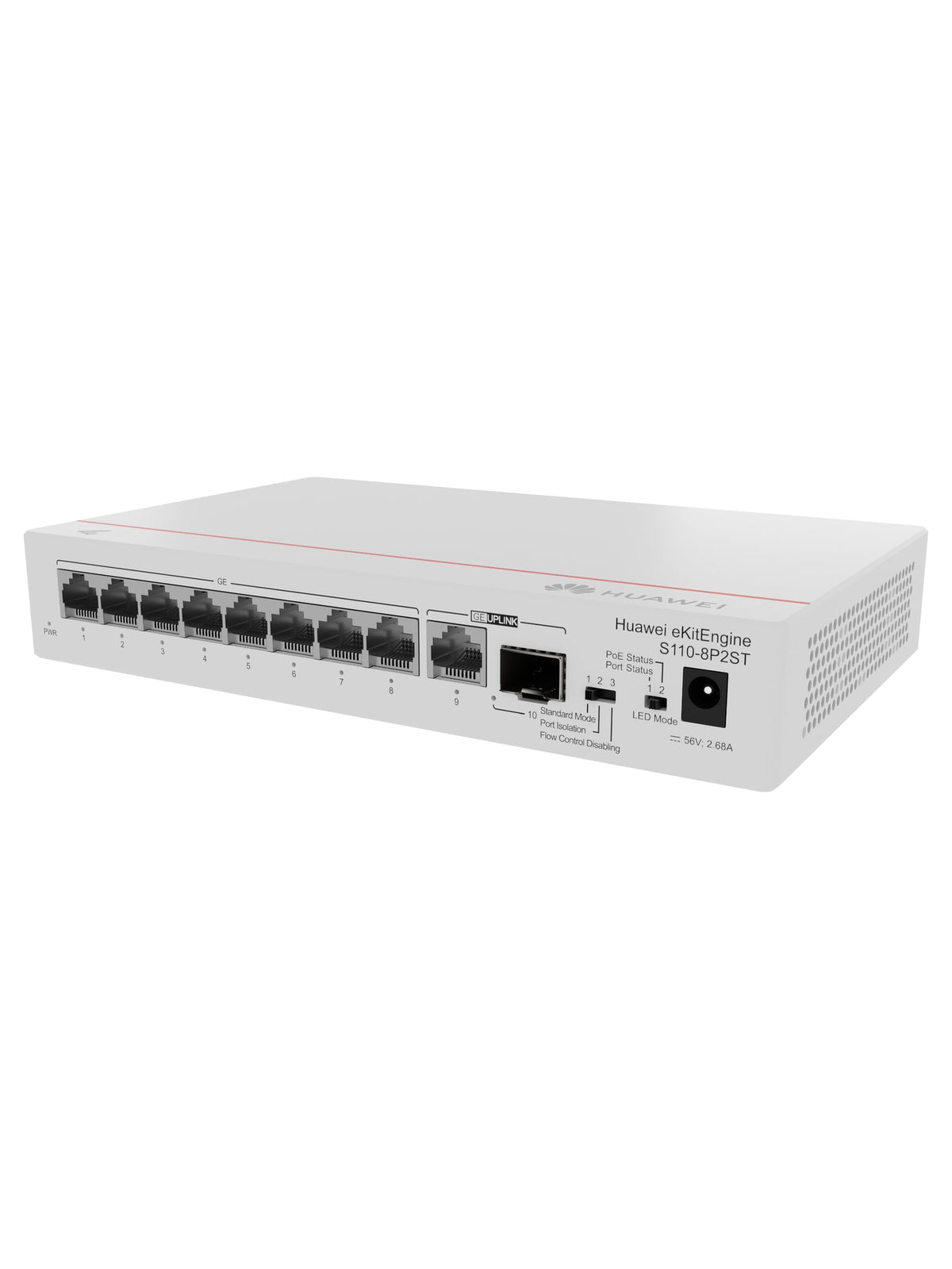 Huawei S110-8P2ST 8-Port Gigabit PoE+ Desktop Switch - view 2