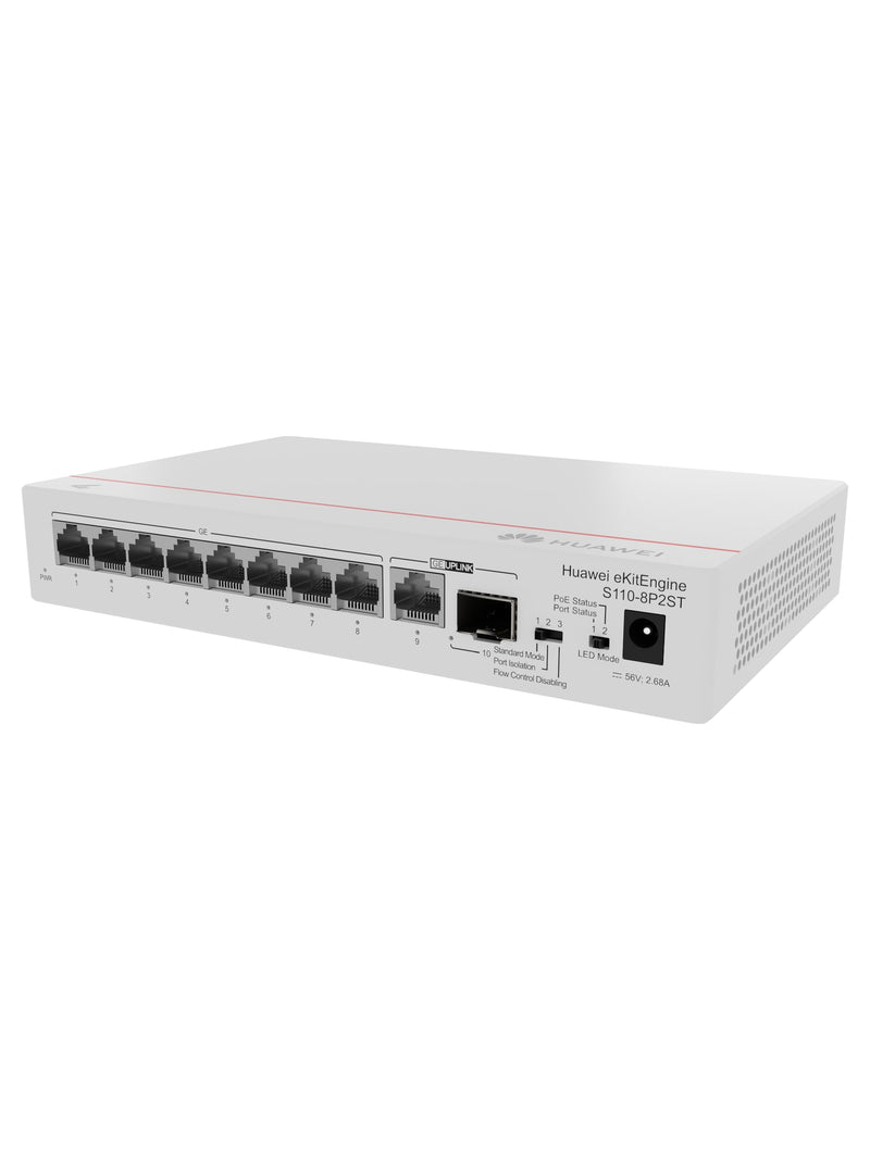 Huawei S110-8P2ST 8-Port Gigabit PoE+ Desktop Switch - view 2