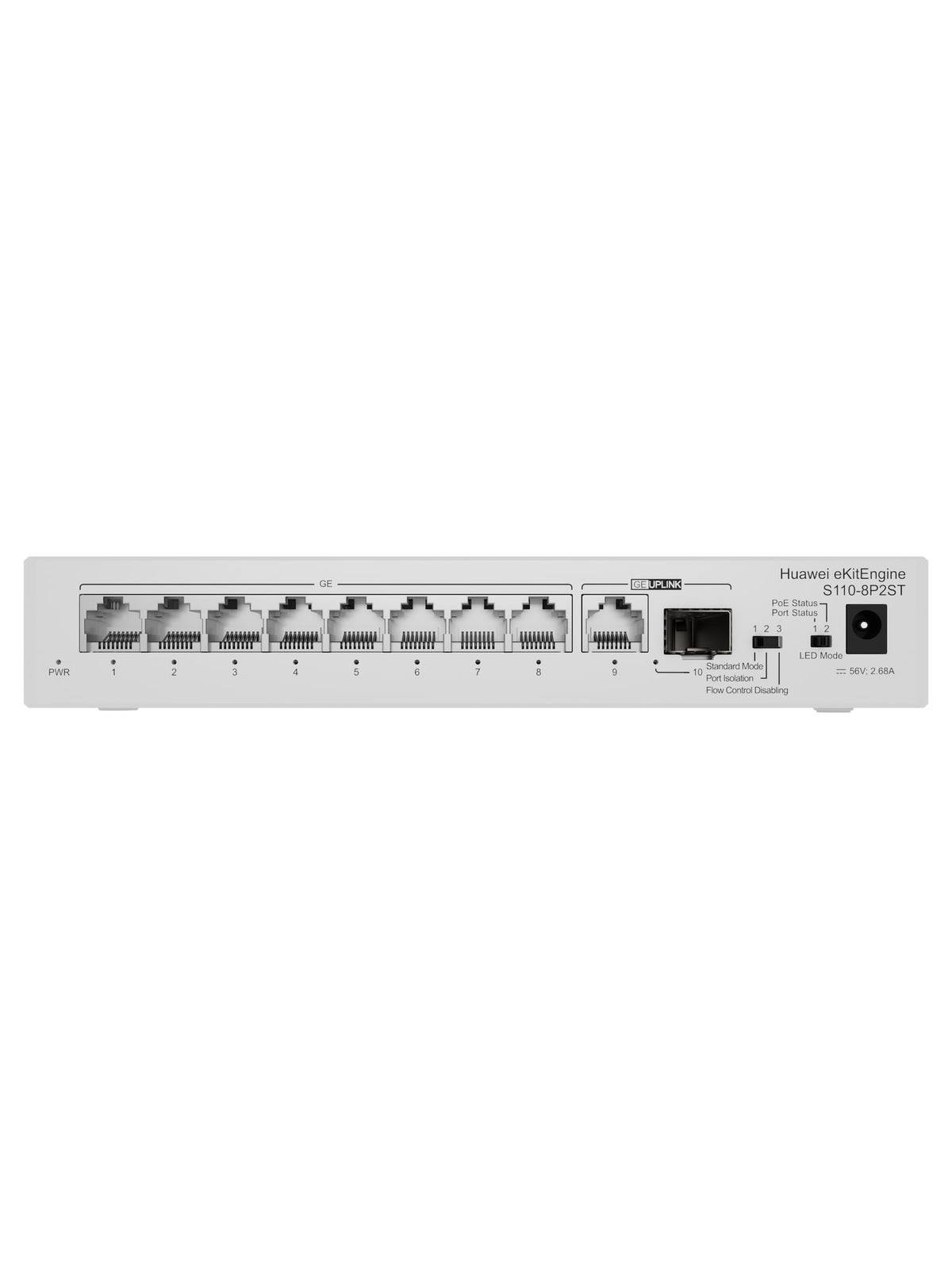 Huawei S110-8P2ST 8-Port Gigabit PoE+ Desktop Switch - view 3