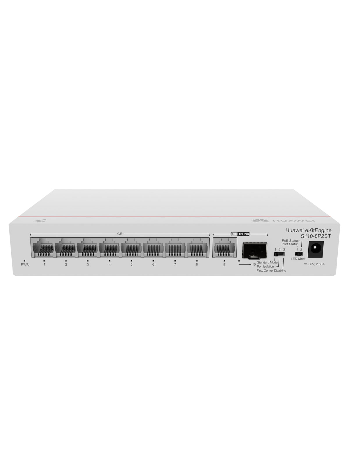 Huawei S110-8P2ST 8-Port Gigabit PoE+ Desktop Switch - view 4