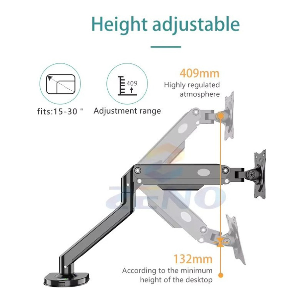 KALOC Adjustable Single Arm for Laptops up to 17.3 Inches