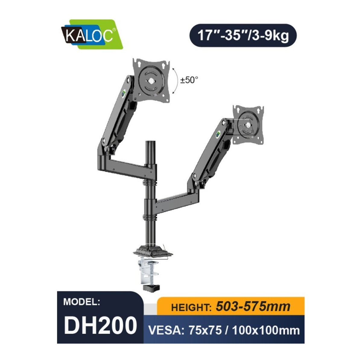 KALOC DH200 H2 STUDIO PRO Dual Monitor & Laptop Arm - view 6