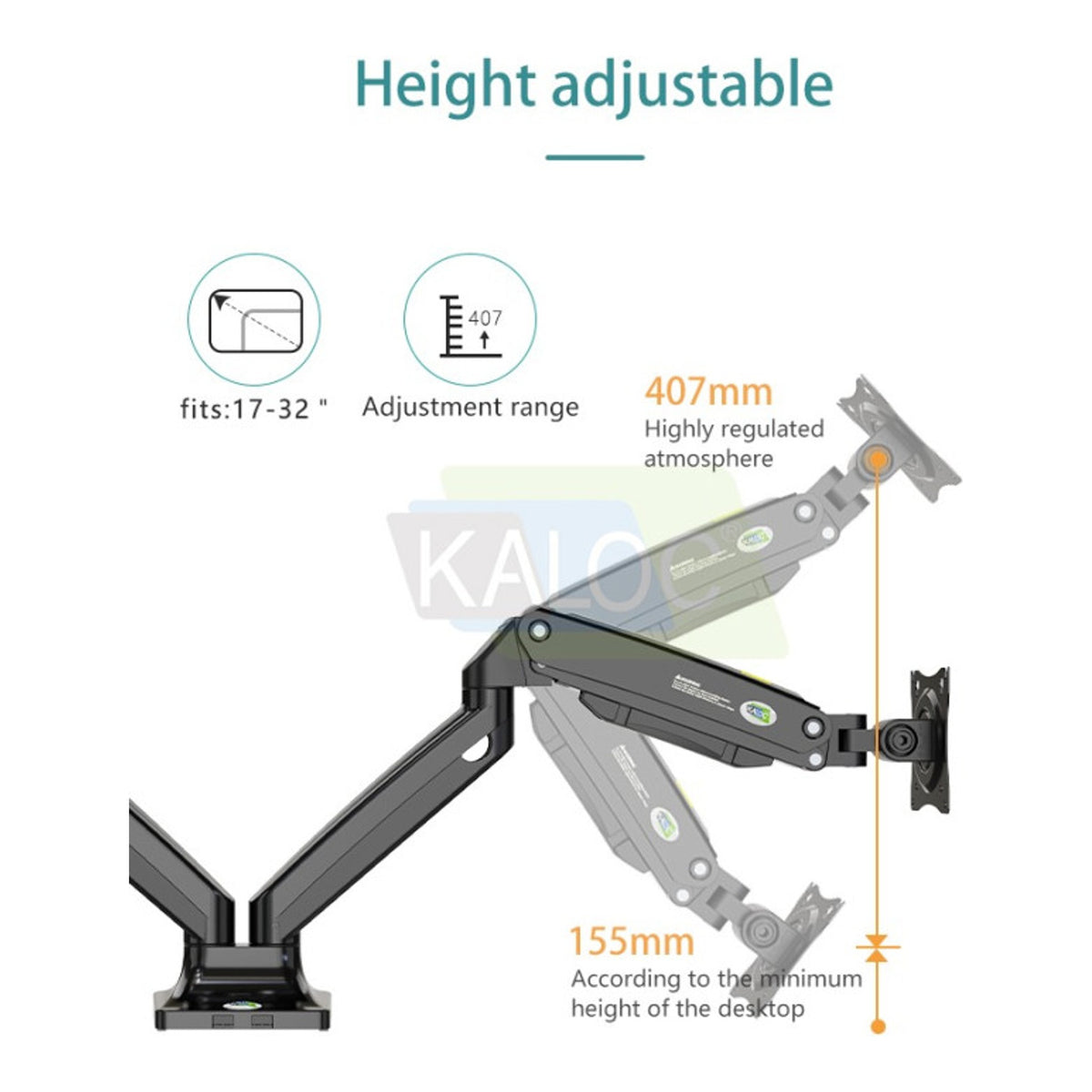 KALOC DS110-2B PRO ERGO Dual Monitor Arm - view 4