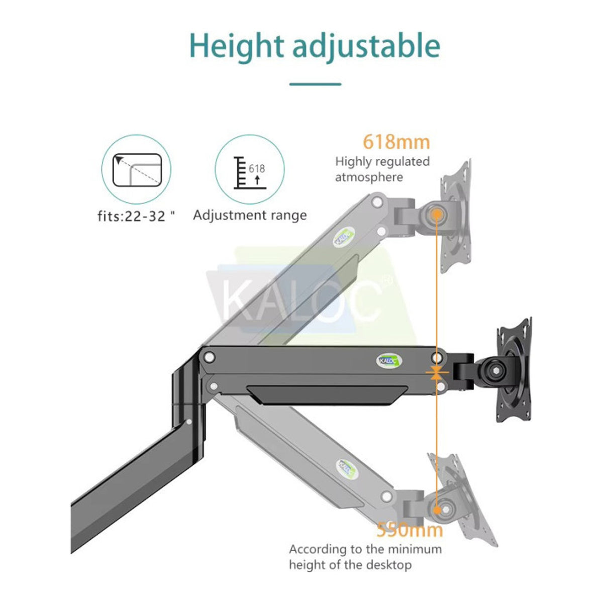 KALOC DS160-2B PRO ERGO Dual Monitor Arm - view 3
