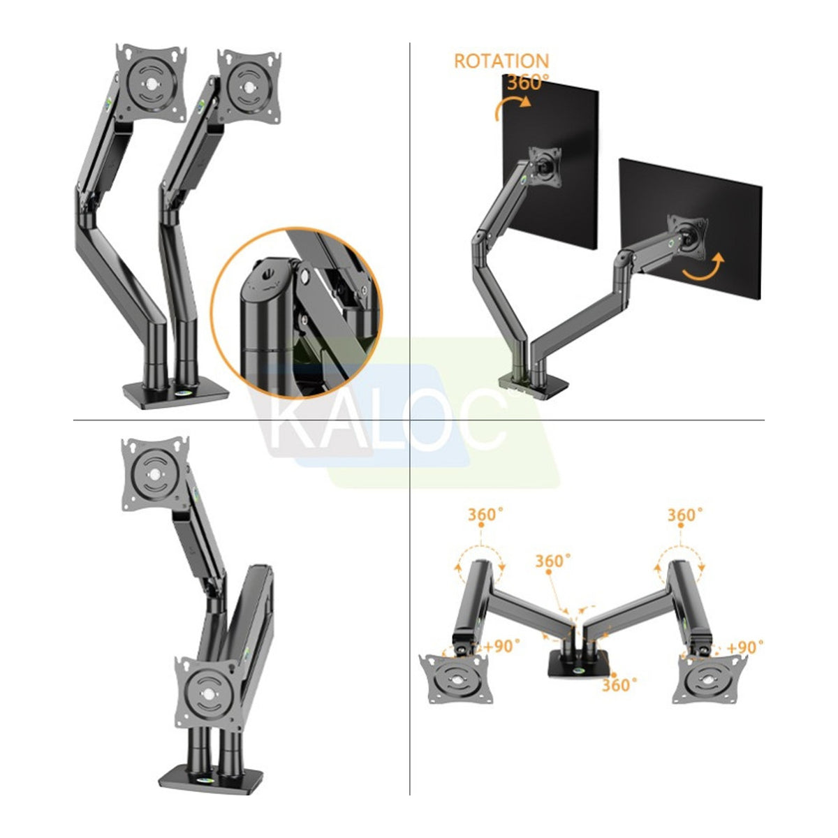 KALOC DS160-2B PRO ERGO Dual Monitor Arm - view 5