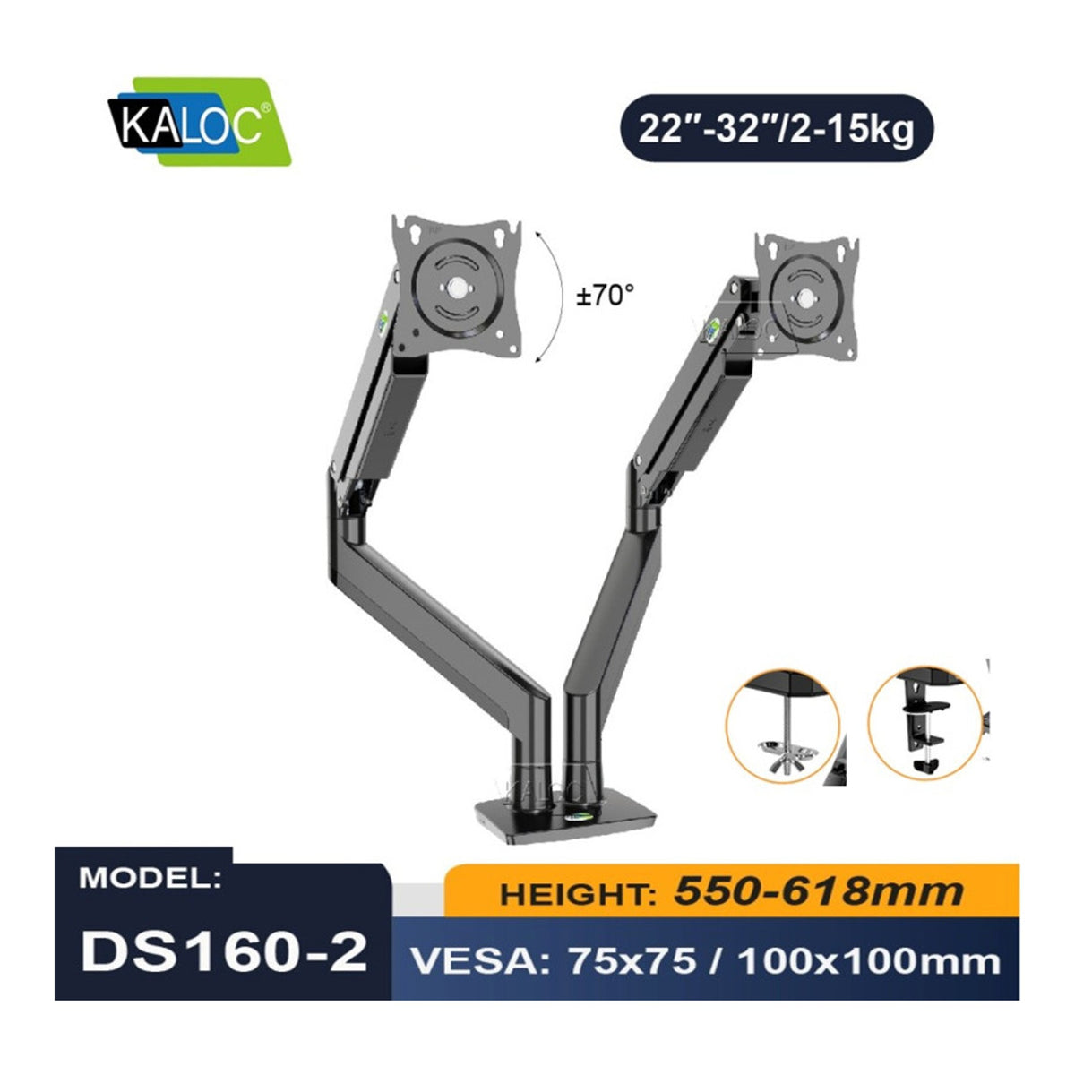 KALOC DS160-2B PRO ERGO Dual Monitor Arm - view 6