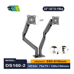 KALOC DS160-2B PRO ERGO Dual Monitor Arm - view 6