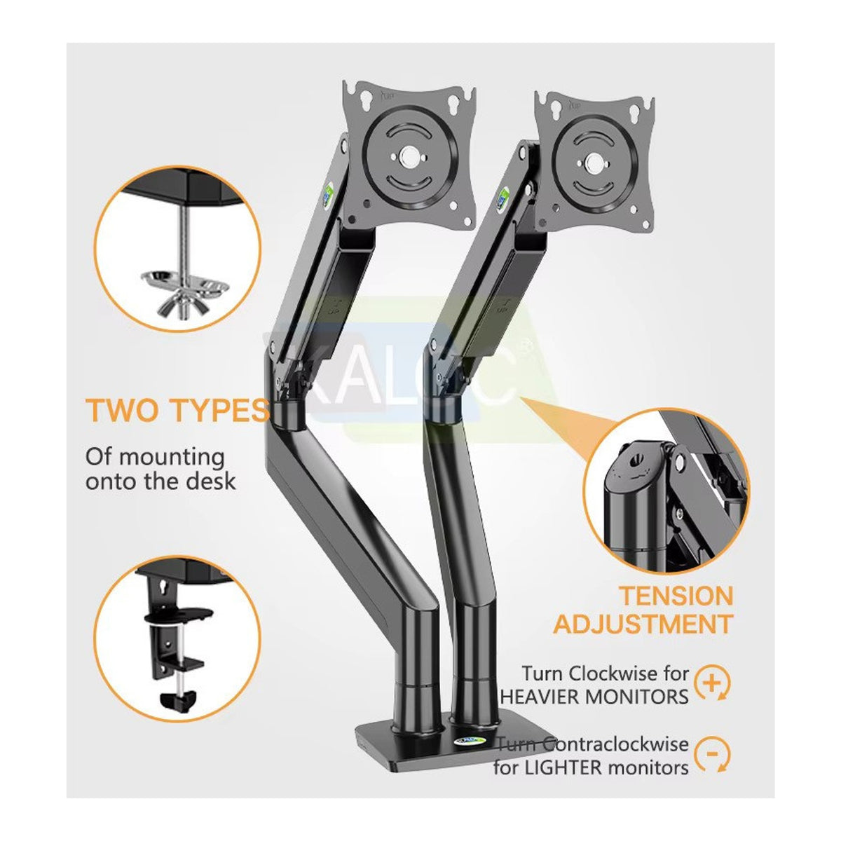 KALOC DS160-2B PRO ERGO Dual Monitor Arm - view 8