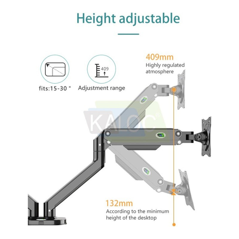 KALOC DS200-2B Ergonomic Dual Monitor Arm - view 3
