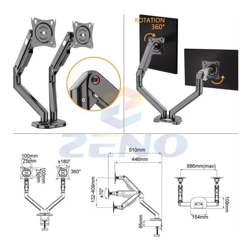 KALOC Ergonomic Dual Monitor & Laptop Arm - view 6