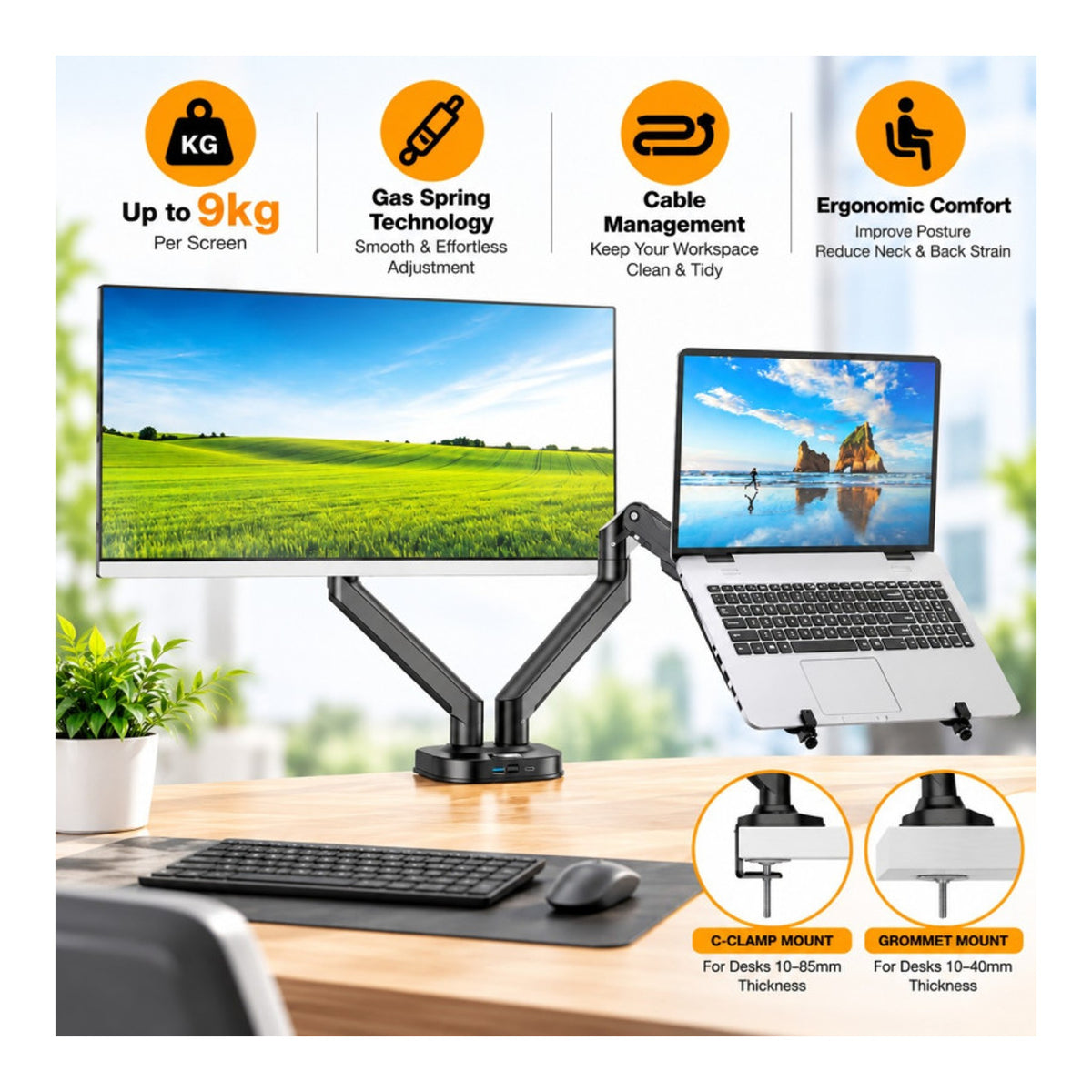 KALOC Ergonomic Dual Monitor & Laptop Arm - view 7