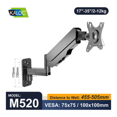 KALOC M520 STUDIO PRO Ergonomic Wall-Mount Monitor Arm - view 5