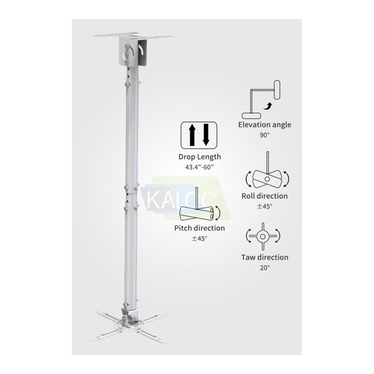 KALOC/ZENO T818-4/W Wall and Ceiling Projector Arm Bracket - view 8