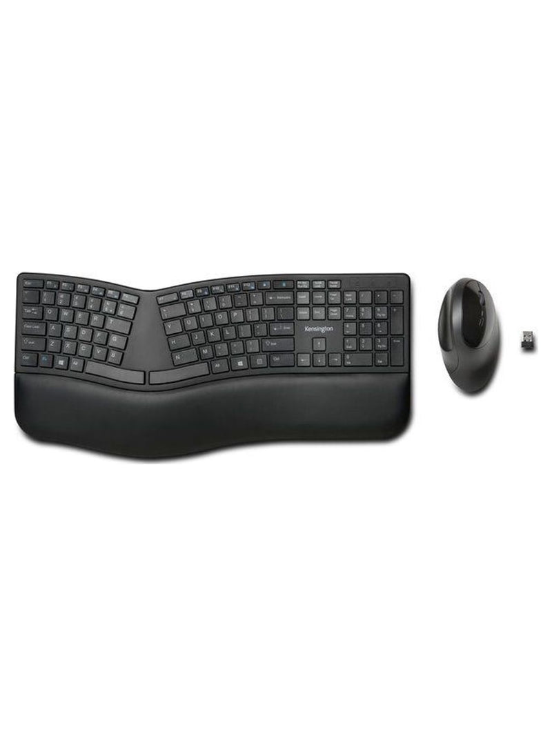 Kensington Pro Fit Ergo Wireless Keyboard and Vertical Mouse Combo, Bluetooth + 2.4 GHz - Black - view 3
