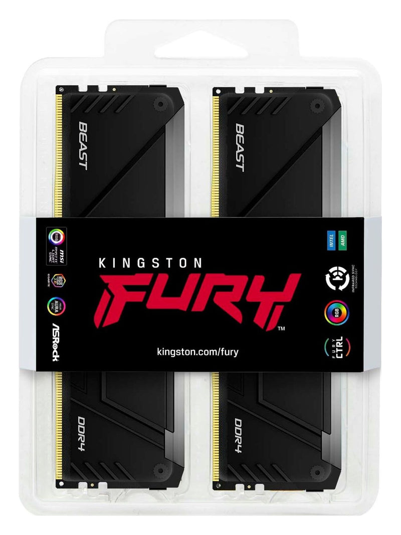 Kingston FURY Beast 128GB (4x32GB) DDR4 3200MHz CL16 Desktop RAM (DIMM) - Black RGB - view 6