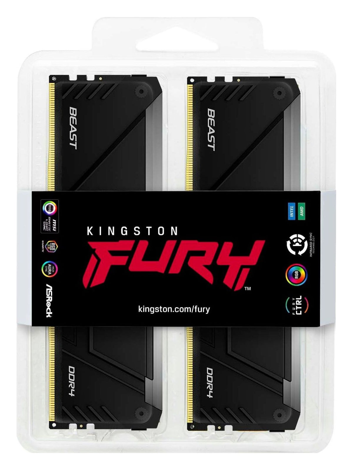 Kingston FURY Beast 128GB (4x32GB) DDR4 3600MHz CL18 Desktop RAM (DIMM) - Black RGB - view 6