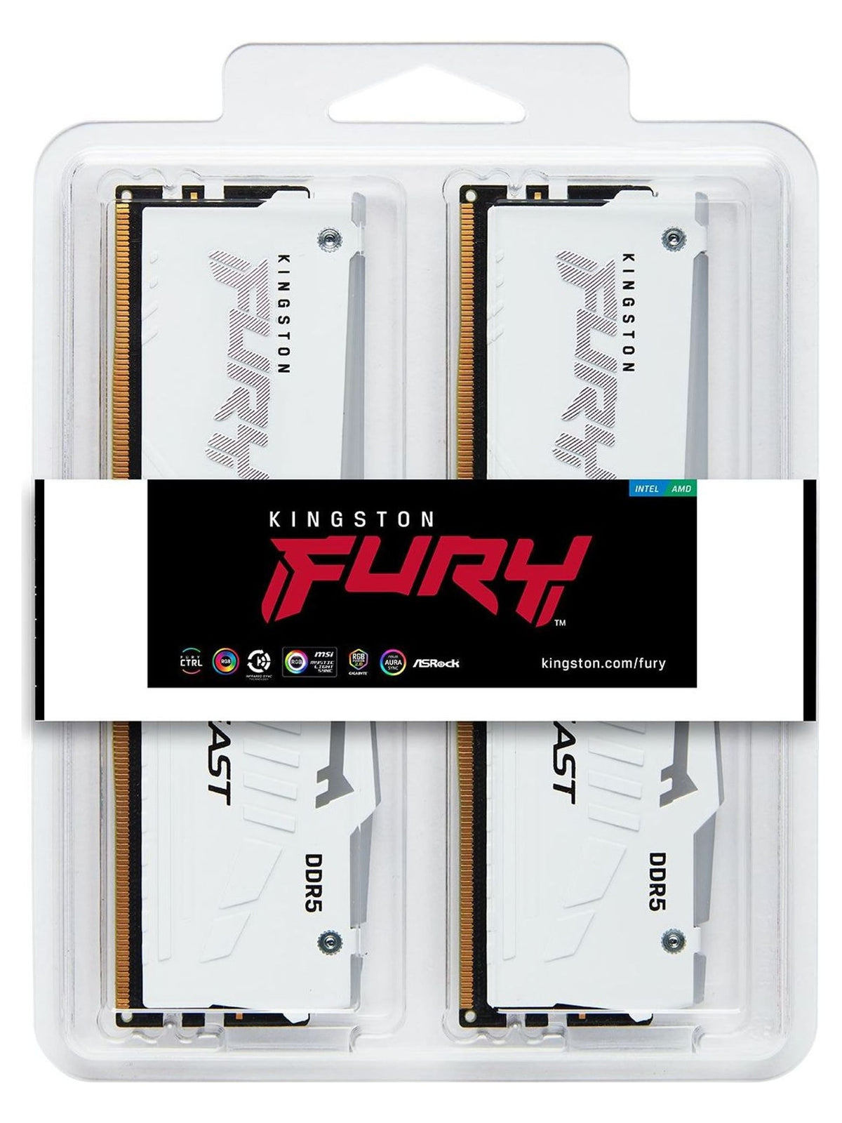 Kingston FURY Beast 16GB (2x8GB) DDR5 5200MHz CL40 Desktop RAM (DIMM) - White RGB - view 9