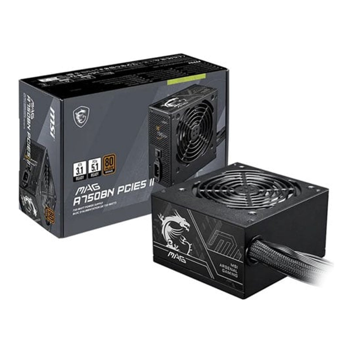 MSI MAG A750BN PCIe5 750W 80 Plus Bronze Power Supply - view 2