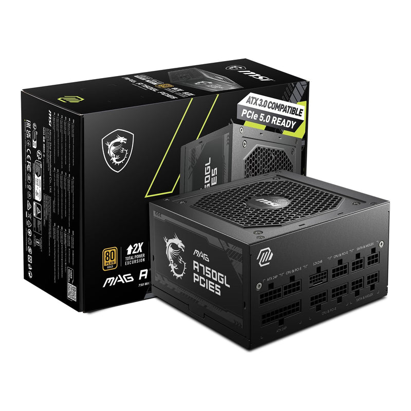 MSI MAG A750GL PCIe5 750W 80 Plus Gold Fully Modular Power Supply - view 3