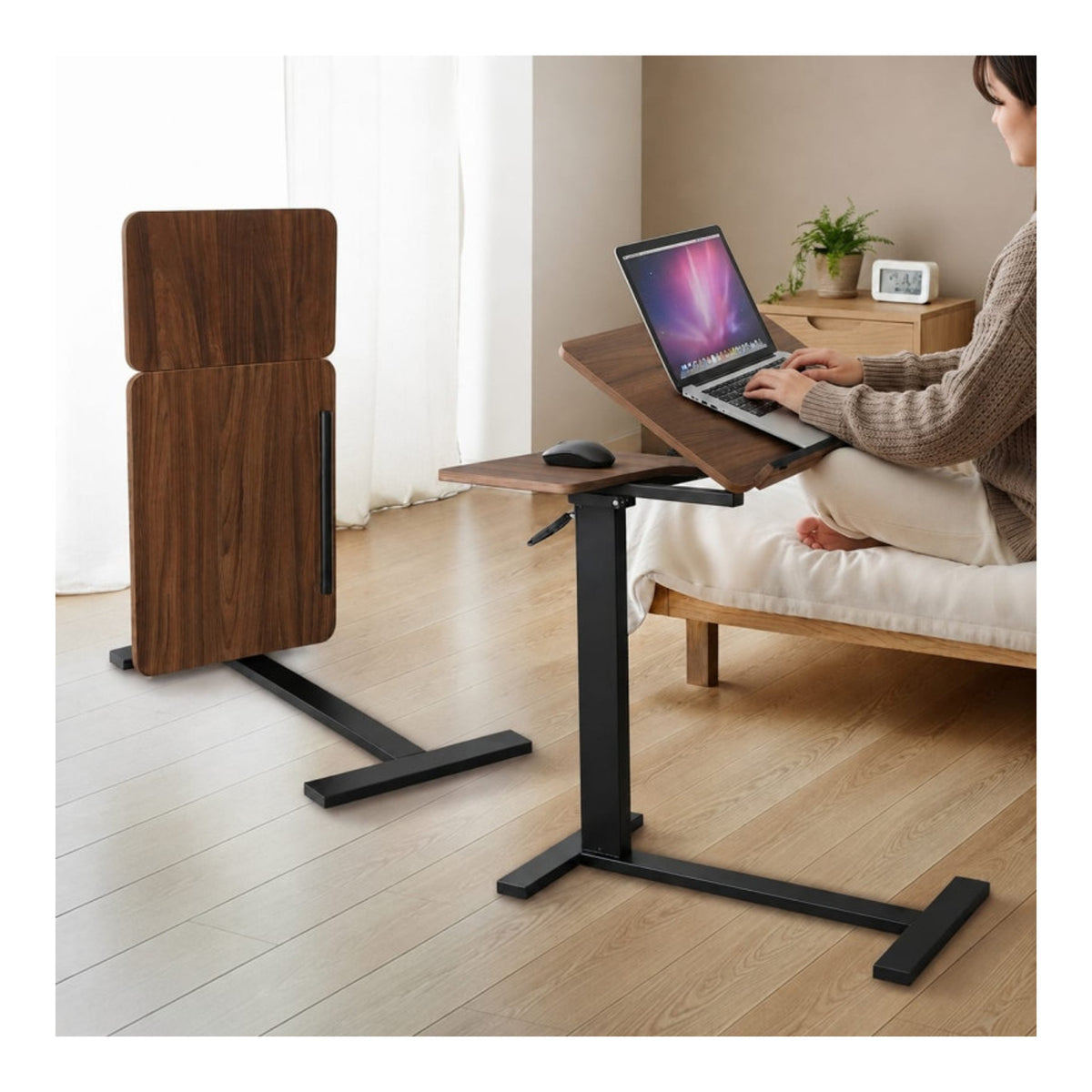 Premium Heavy-Duty Adjustable Overbed Table with Pneumatic Tilt Desktop - view 10