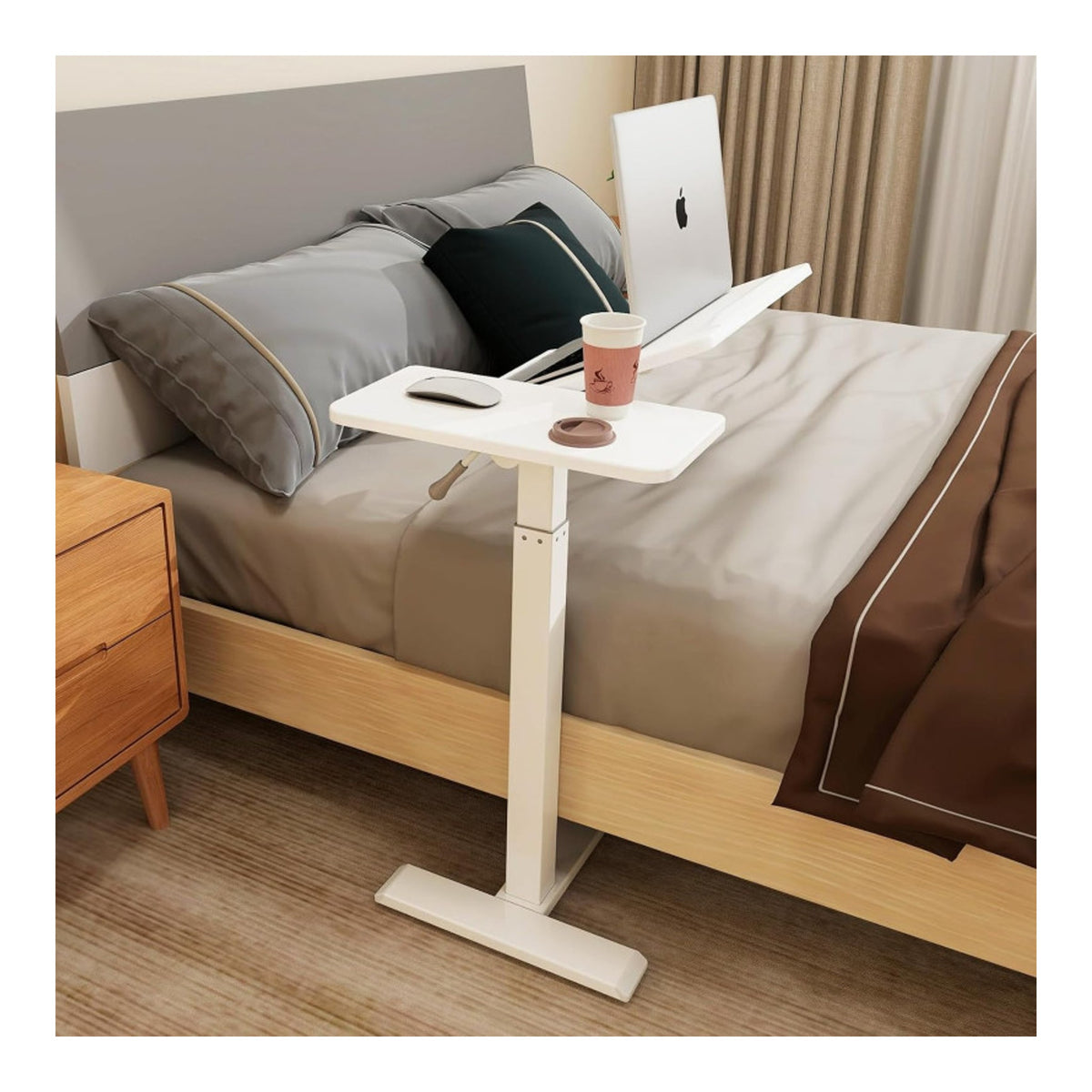 Premium Heavy-Duty Adjustable Overbed Table with Pneumatic Tilt Desktop - view 4