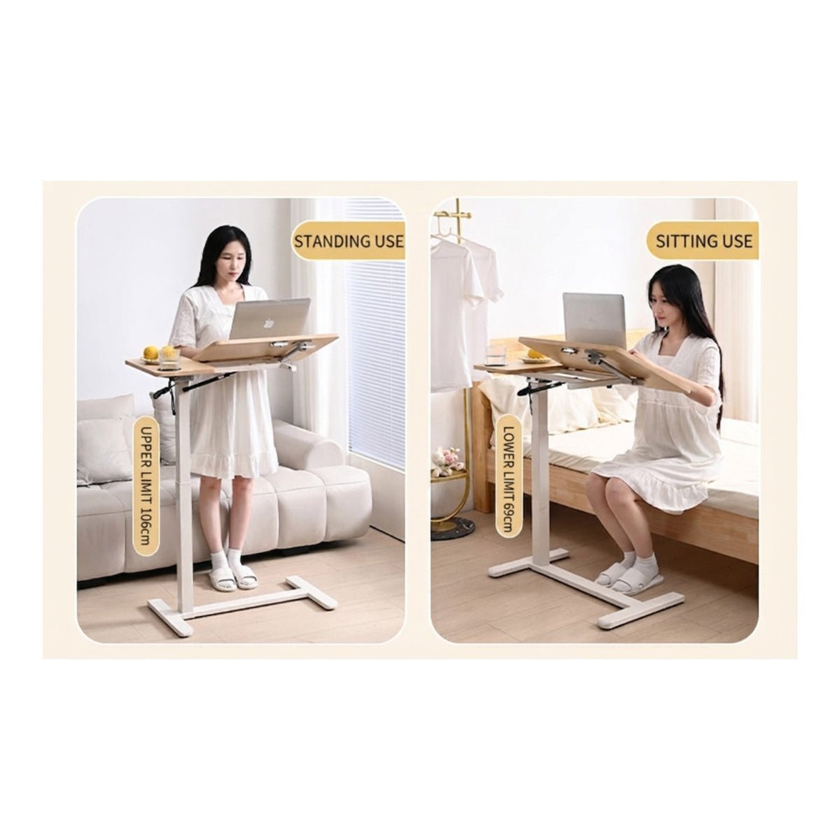 Premium Heavy-Duty Adjustable Overbed Table with Pneumatic Tilt Desktop - view 6