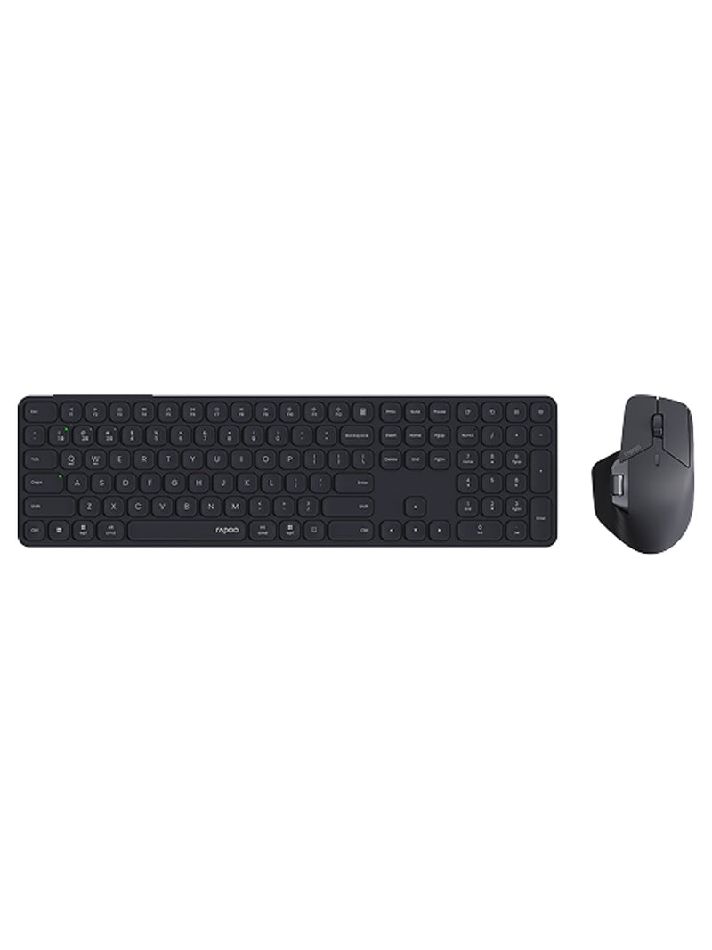 Rapoo 9560M Multi-Mode Wireless Ultra-Slim Keyboard & Ergonomic Mouse Combo, Rechargeable