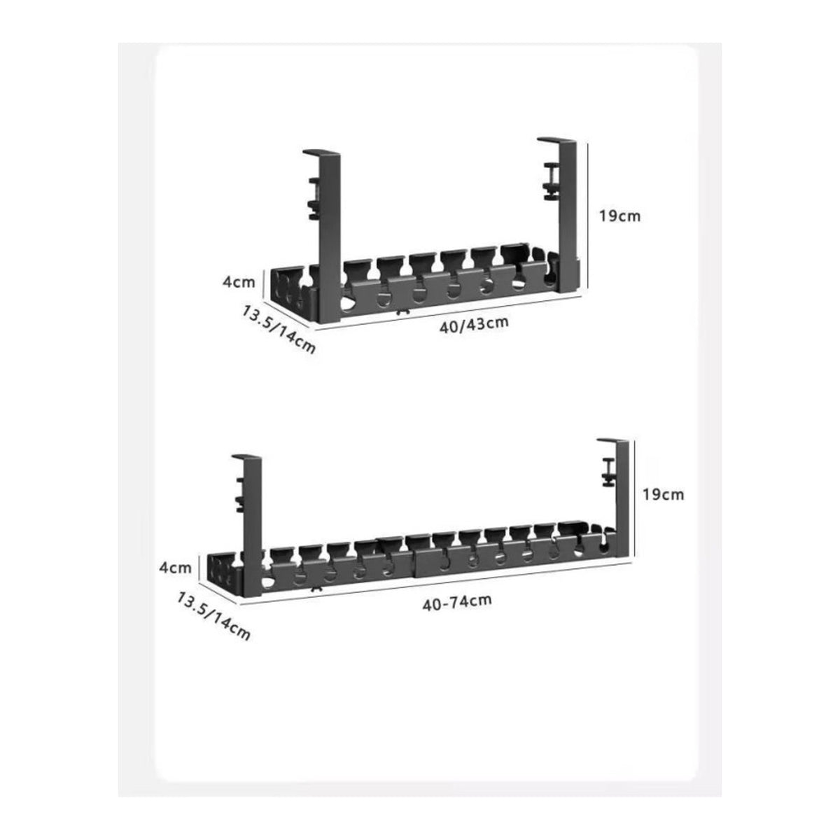 Retractable under-desk cable organizer / cable management tray