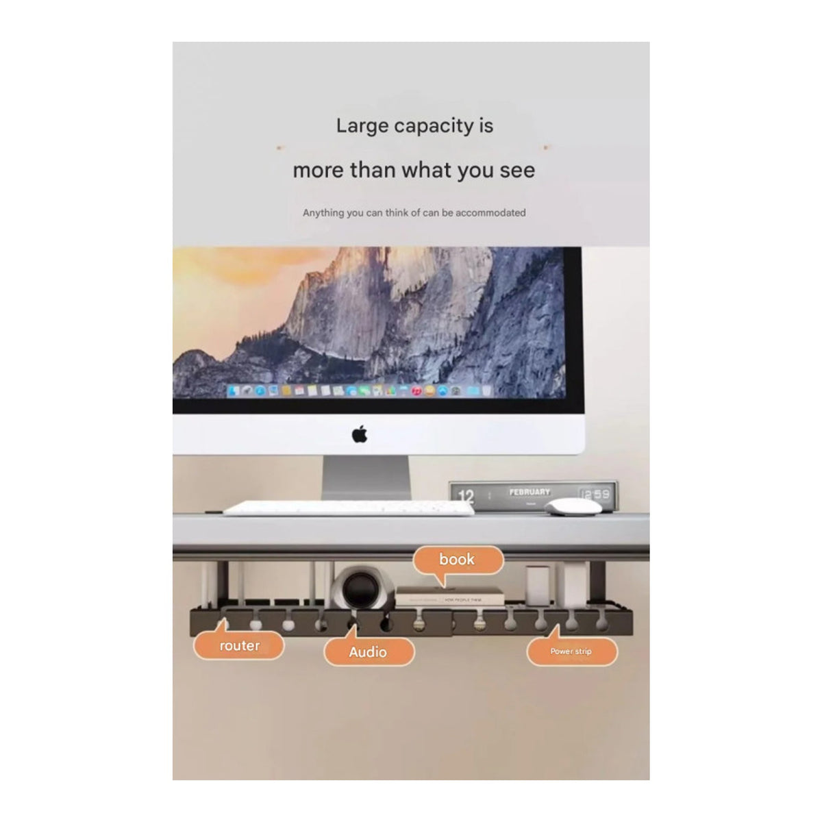 Retractable under-desk cable organizer / cable management tray - view 8