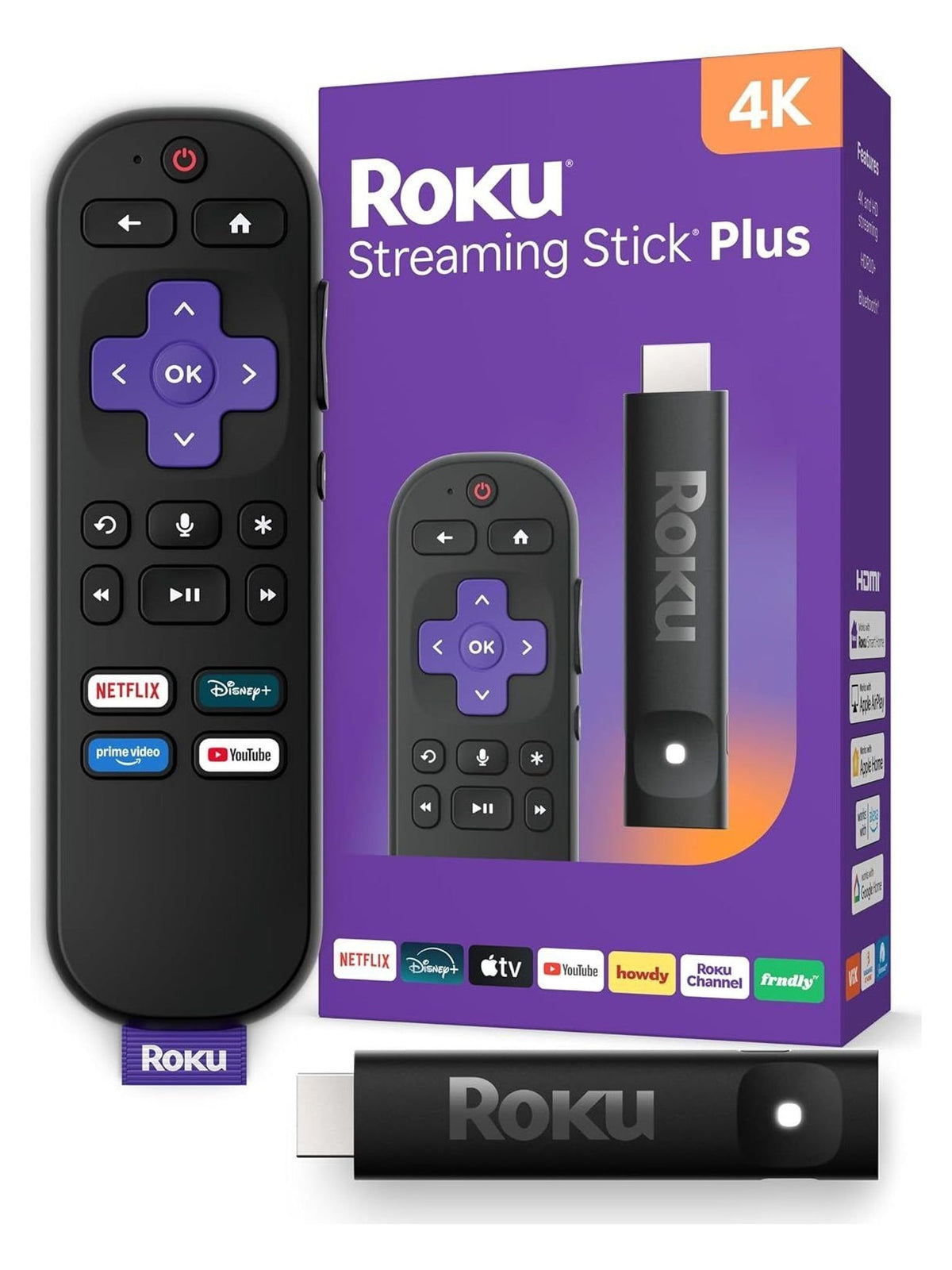 Roku Streaming Stick Plus (2025) 4K HDR Streaming Stick with Voice Remote