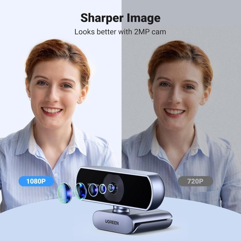 UGREEN 1080P/30fps Webcam with Microphone, Auto Light Correction, Perfect for Live Streaming & Video Calling