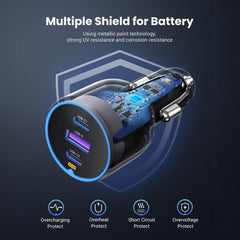 UGREEN 75W 3 Ports Fast Car Charger, for Phones, Tablets, Ipads, Laptops & MacBooks - view 3
