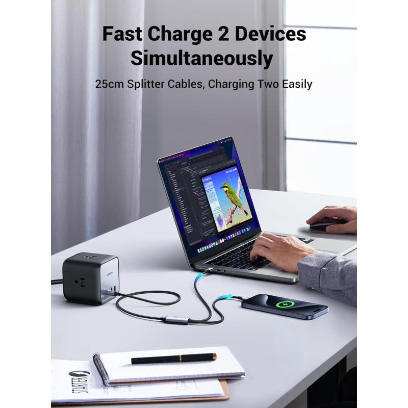UGREEN USB-C to 2 * USB-C 100W Braided Cable & Aluminum Body - view 3