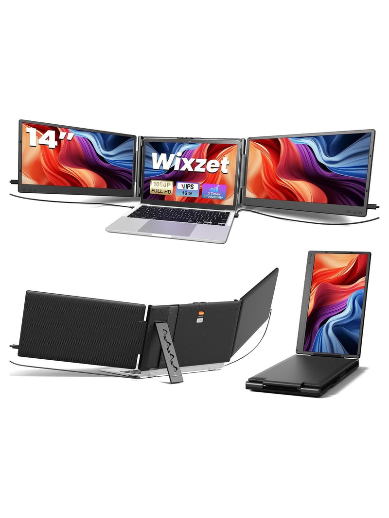 Wixzet 14" FHD IPS Triple Screen Laptop Extender